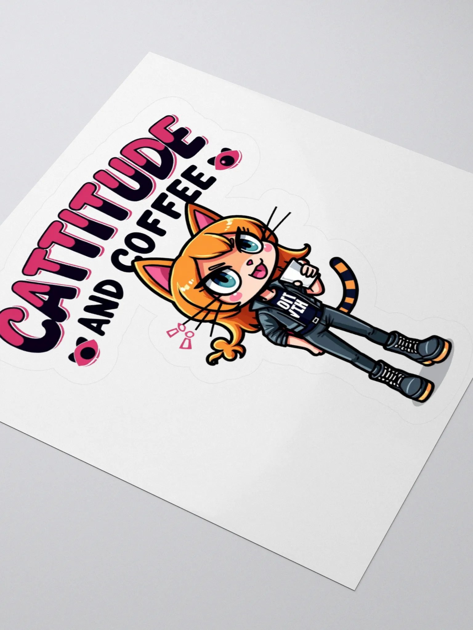 Cattitude and Coffee Kiss Cut Stickers product image (8)