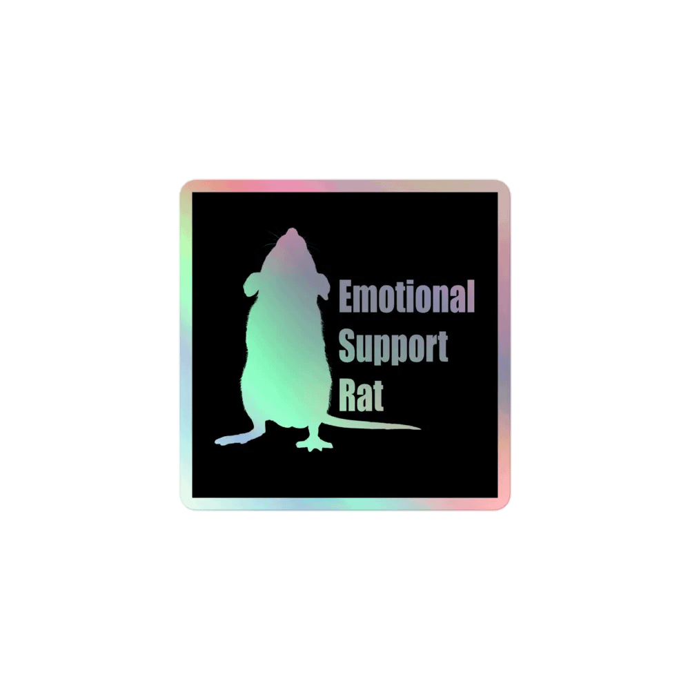 Emotional Support Rat holographic sticker product image (1)