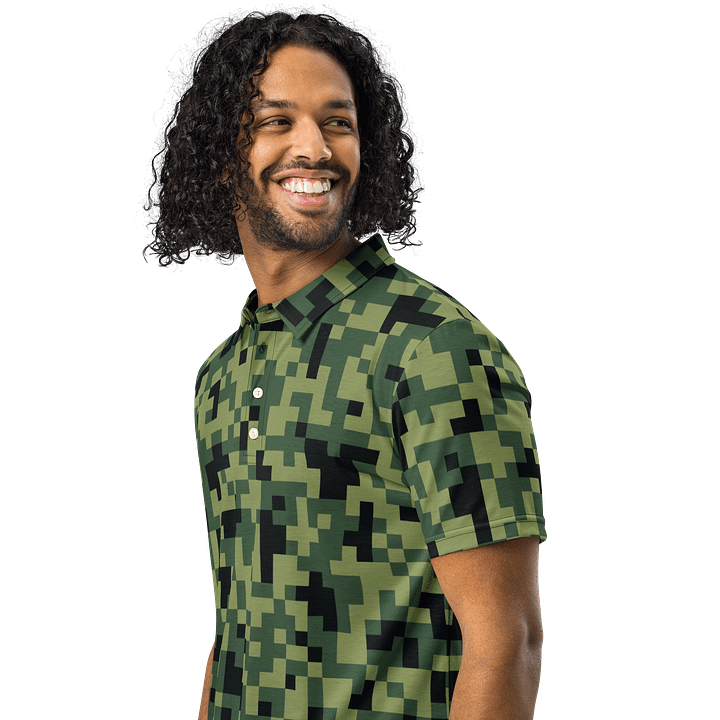 Military Green Camouflage Pixels Camo Pattern Polo Shirt product image (2)