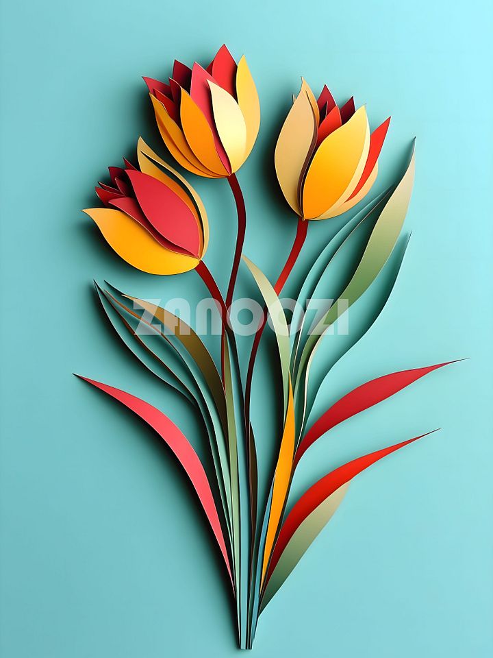 Paper Cut Tulip – Modern Floral Art product image (1)