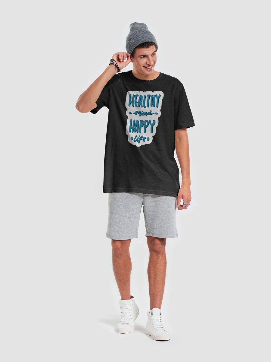 Healthy Mind Happy Life Black Unisex T-Shirt product image (7)