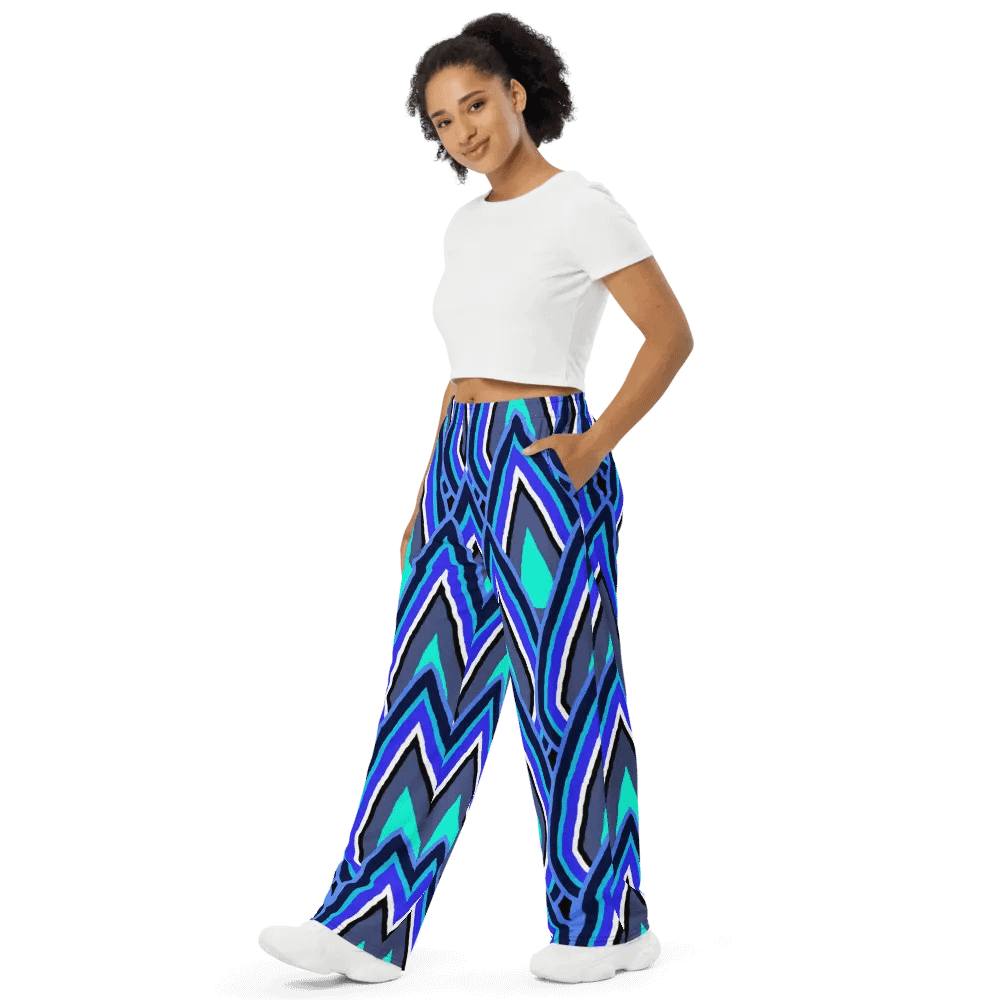 Blue Teardrop Wide Leg Pants product image (4)