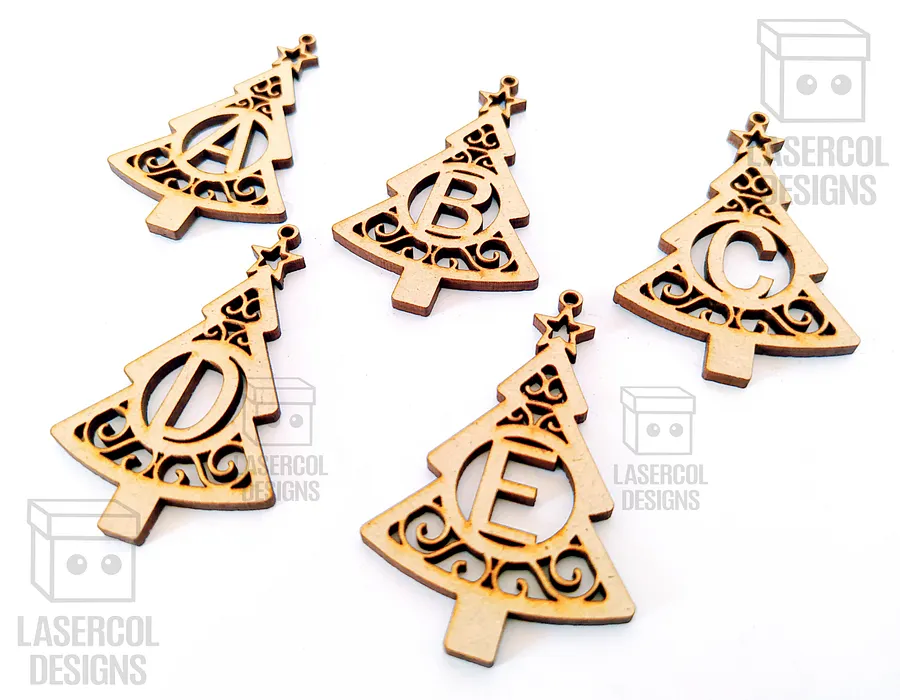 Monogram Christmas Tree Ornaments - Laser Cut Files product image (4)