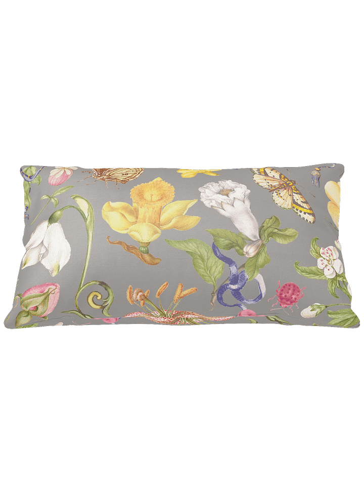 Vintage-Inspired Floral & Butterfly All-Over Print Pillow – Gray product image (3)