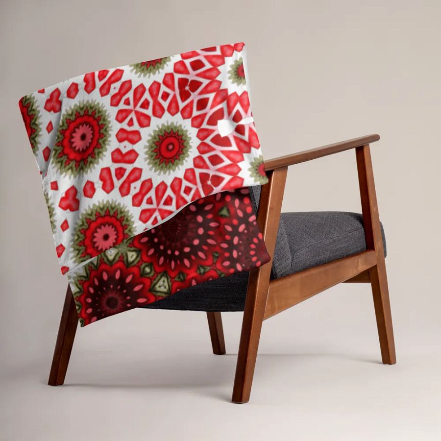 Red Green & White Daisy Throw Blanket product image (5)