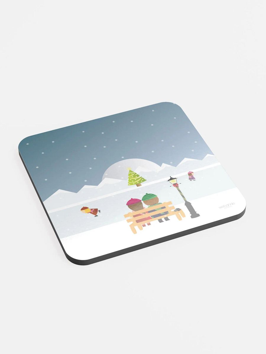 Glossed Cork Coaster - Christmas at the lake product image (2)