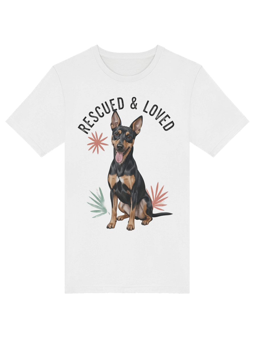 Rescued & Loved Potcake Tee - Black & Tan Potcake with Floral Design product image (5)