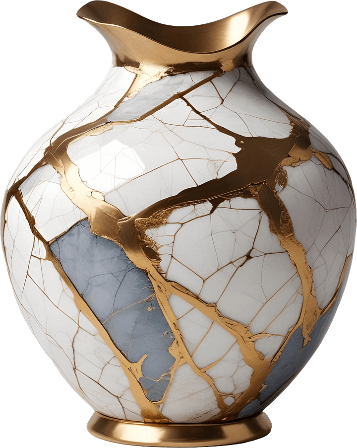 Kintsugi Brilliance – Golden Vein Vase PNG product image (1)