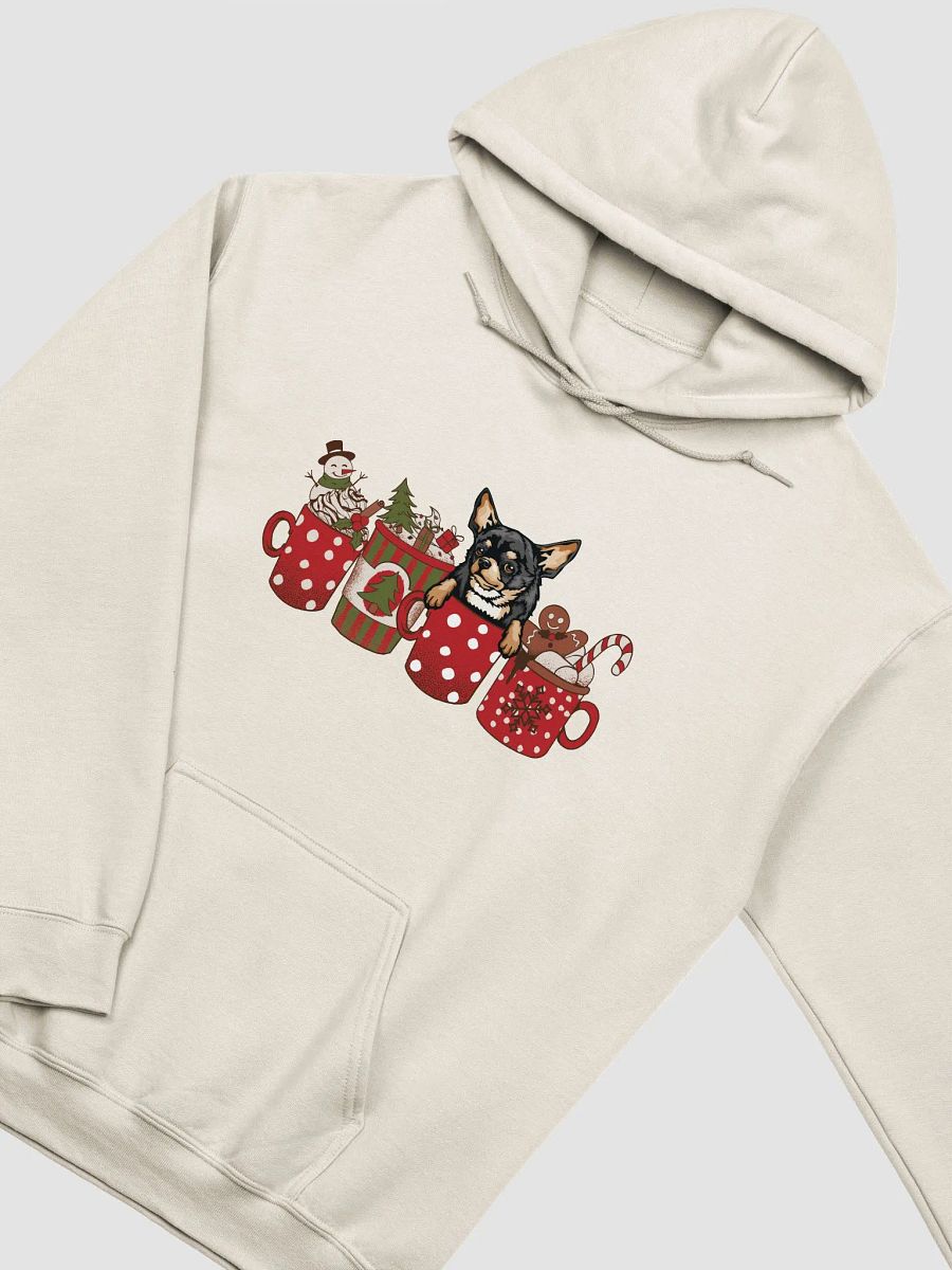 Cute Chihuahua(Tricolor) in a Christmas Cup Hooded Sweatshirt | Funny Christmas Pup in a Cup product image (20)