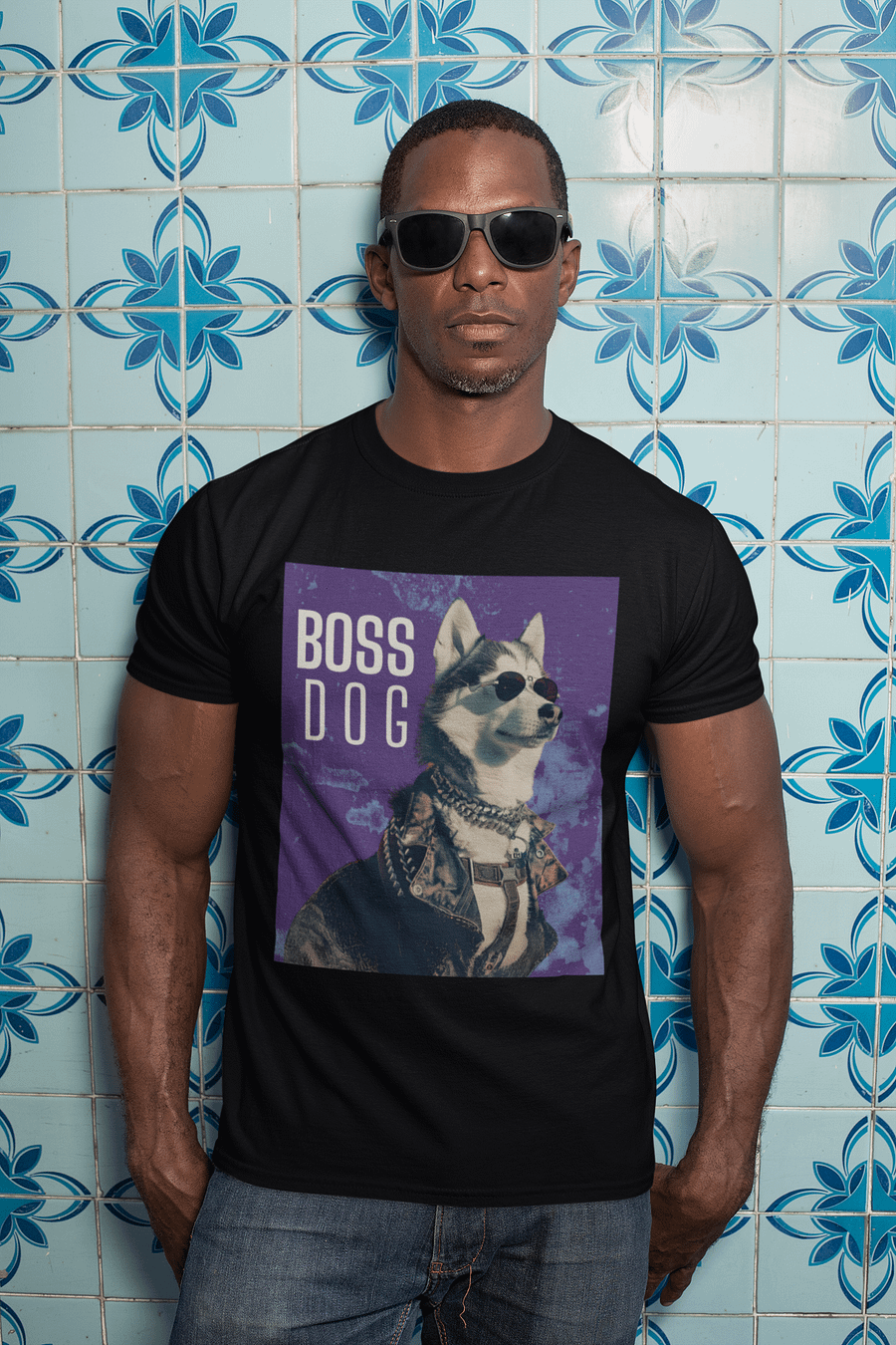 Siberian Husky Boss Dog Regular Fit T-shirt product image (1)