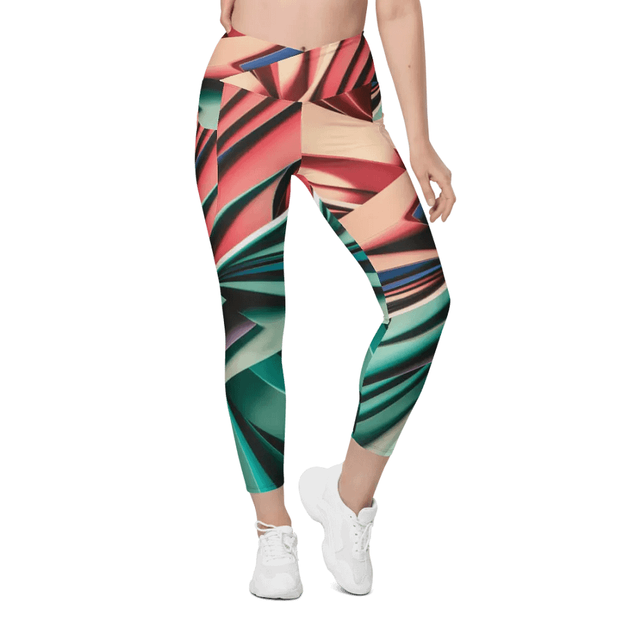Abstract Geometric Women's Crossover Leggings in Vibrant Colors (2XS-6XL) product image (4)