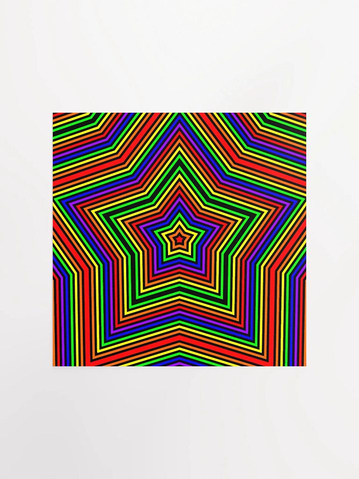 Rainbow Queer Pride Poster, Psychedelic Star Illusion Art, Vibrant Home Decor product image (1)
