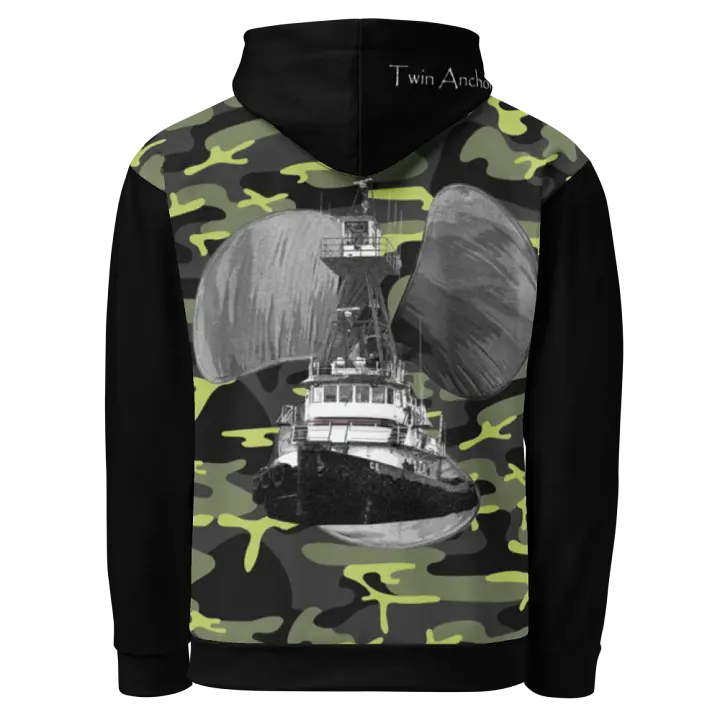 Copy of black & Green Twin anchor ship wheel & Tug CE Hoodie product image (1)