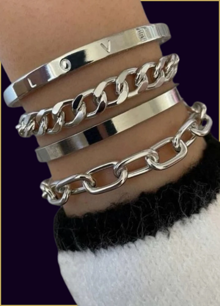 4 PC DECOR SILVER LOVE BRACELET product image (1)