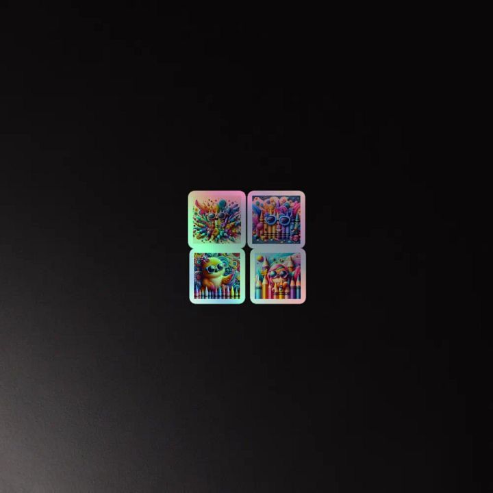 Whimsical Art Supply Friends Holographic Sticker Sheet product image (4)