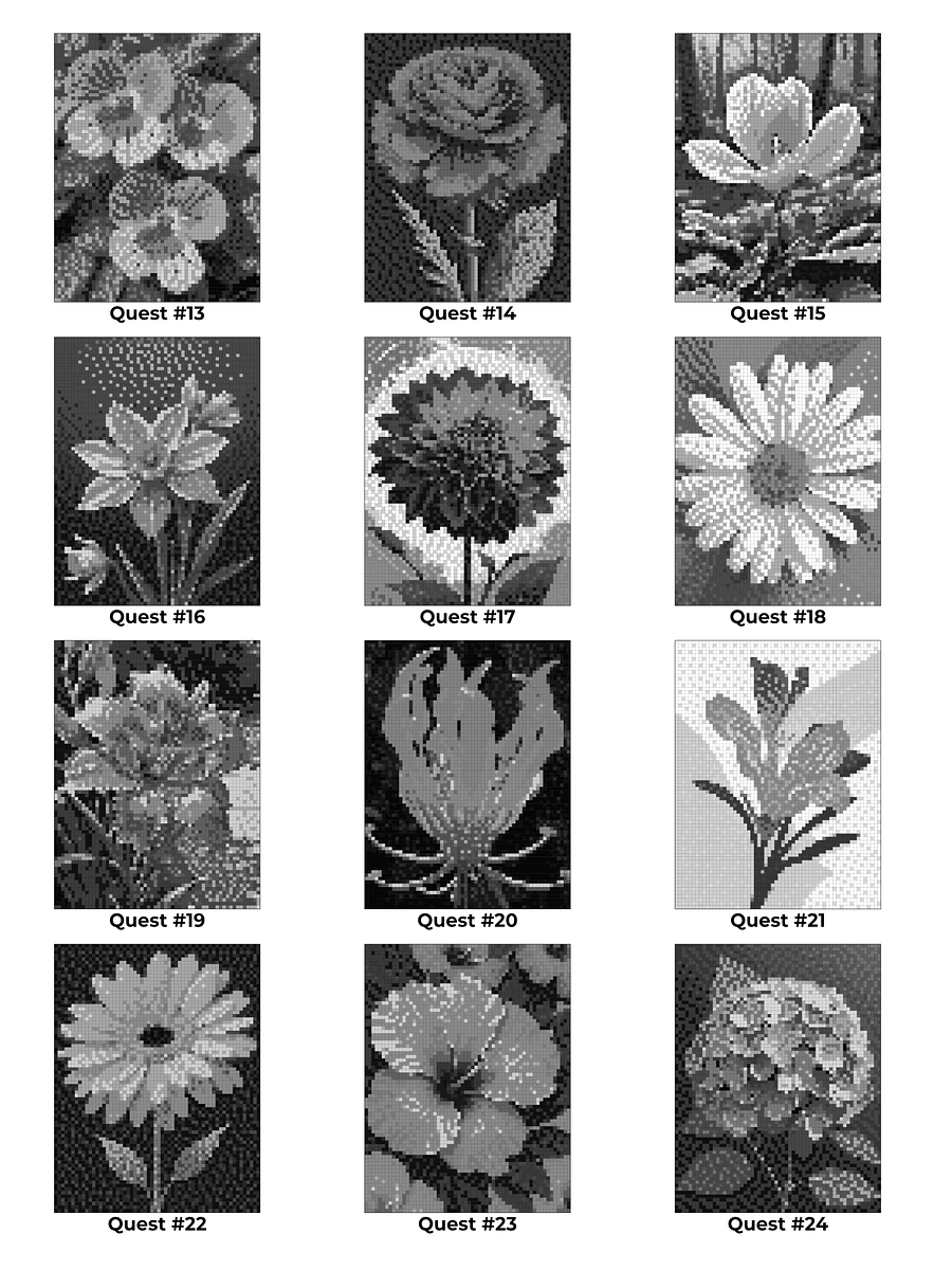 Pixel-Perfect Flowers Coloring Book: Pixel Art Color By Number with 36 Illustrations product image (6)