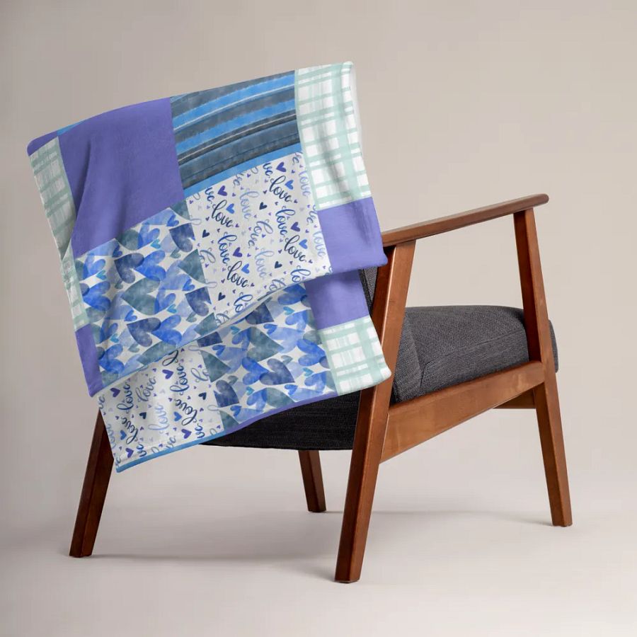 Patchwork Throw Blanket – Serene Blue Harmony product image (4)