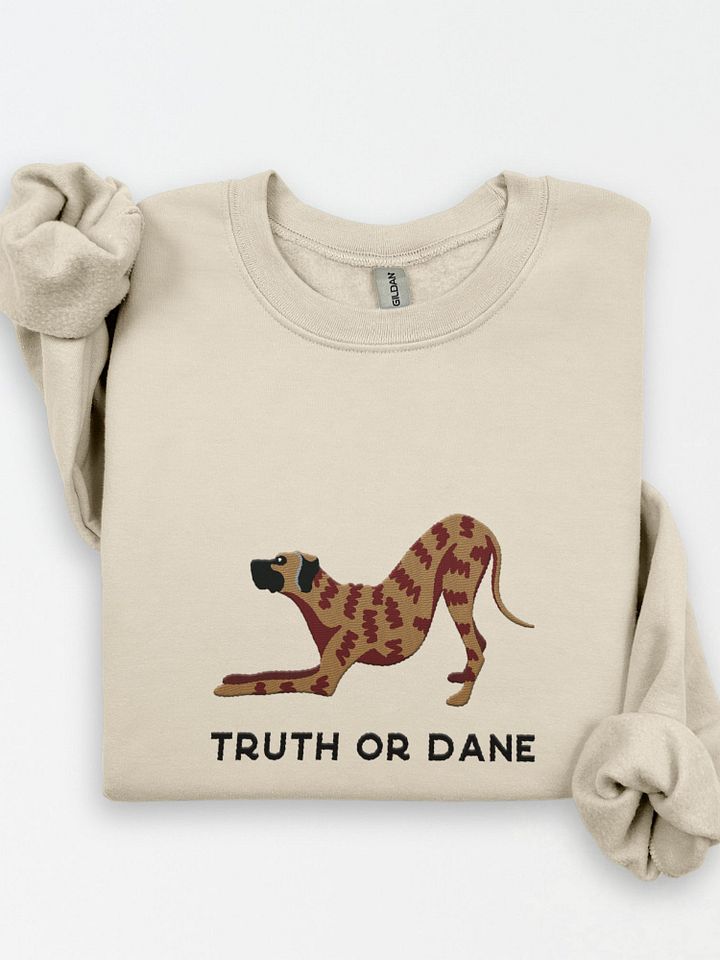 Truth or Dane Sweatshirt (Embroidered) of a Great Dane(Brindle) product image (1)
