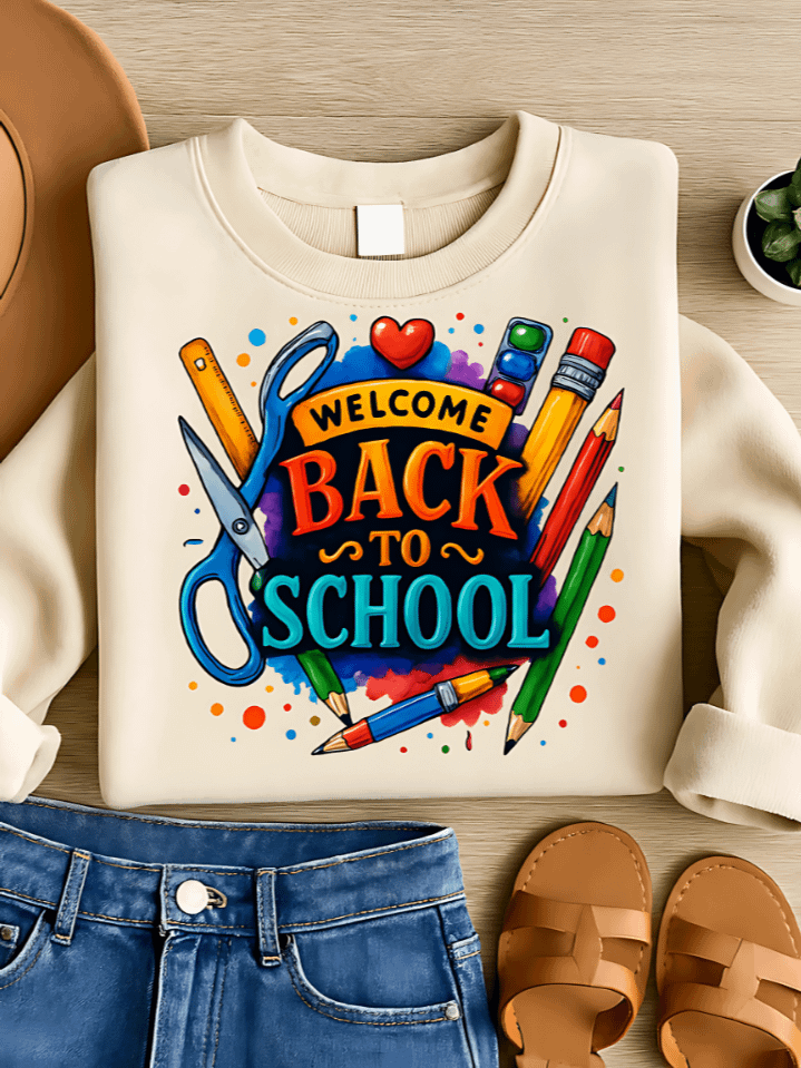 Welcome Back to School Sublimation PNG – Cheerful Classroom Design for Teachers & Students – Colorful First Day Clipart – 300 DPI Digital Download product image (1)