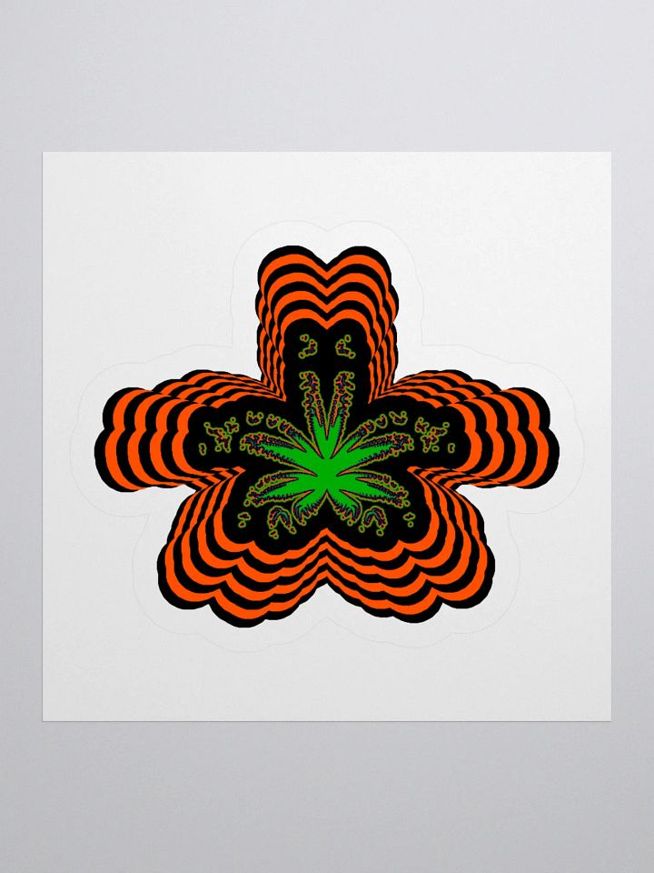 Twisted Weed Leaf Stoner Sticker, Orange Black Green Cannabis 420 Flower Art product image (1)