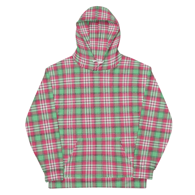 Mint Green and Pink Plaid Hoodie product image (6)