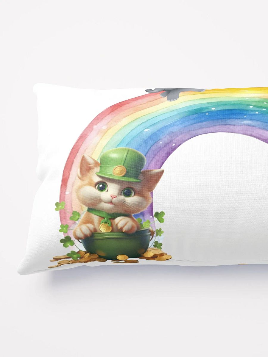 Whimsical At the End of the Rainbow Throw Pillow | Decorative Baby Elephant & Cat Design | 3 Sizes Available product image (3)