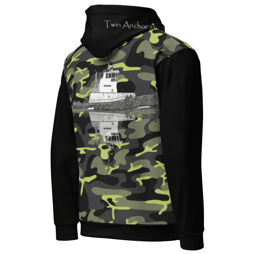 black & Green Camouflage Westrac tug Hoodie product image (8)