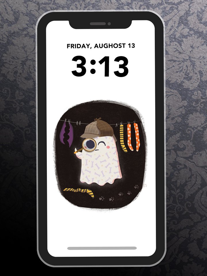 Little Ghost Sherlock Bones - Digital Wallpaper for Mobile Phone product image (1)