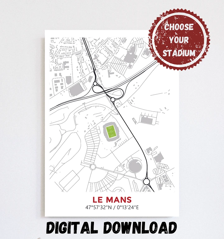 Le Mans Stadium Map Design Digital Download product image (1)