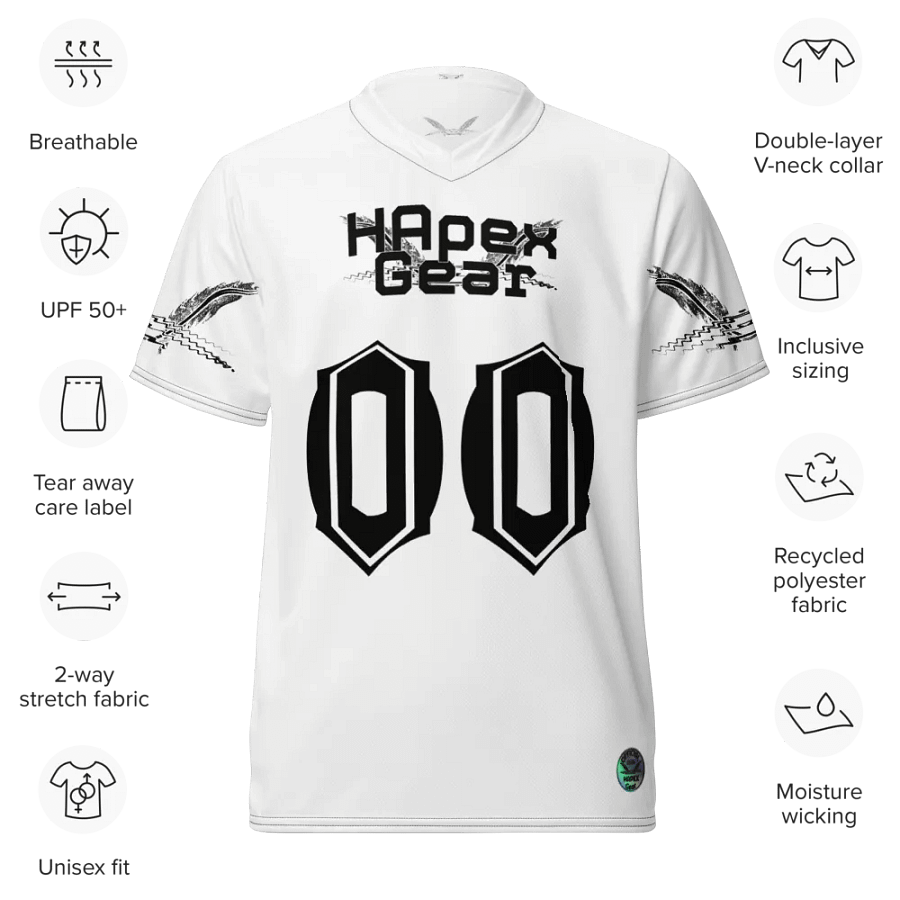 Rover - White - Recycled Unisex Sports Jersey - Black HApex Gear Black Logo product image (9)