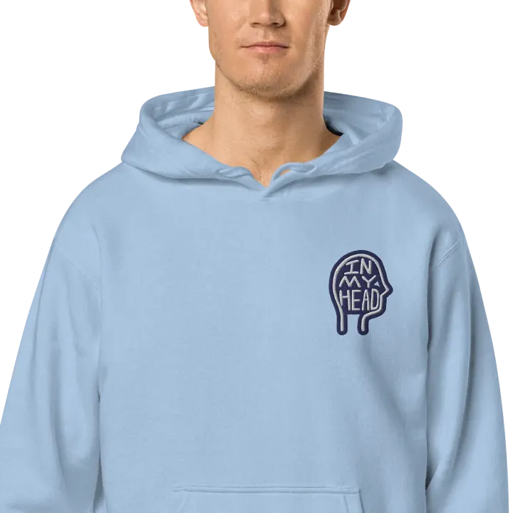 In My Head (L.C. navy bubble design 2) embroidered pigment hoodie product image (1)