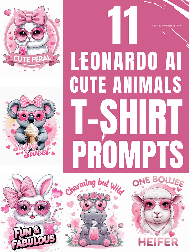 11 Leonardo AI Cute Animals T-Shirt Prompts product image (1)