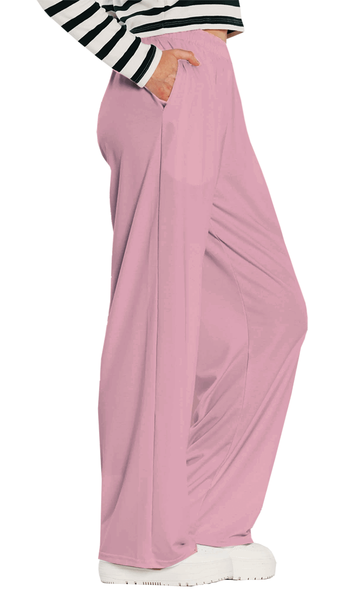 Plain Color Pink Wide-Leg Pants product image (1)