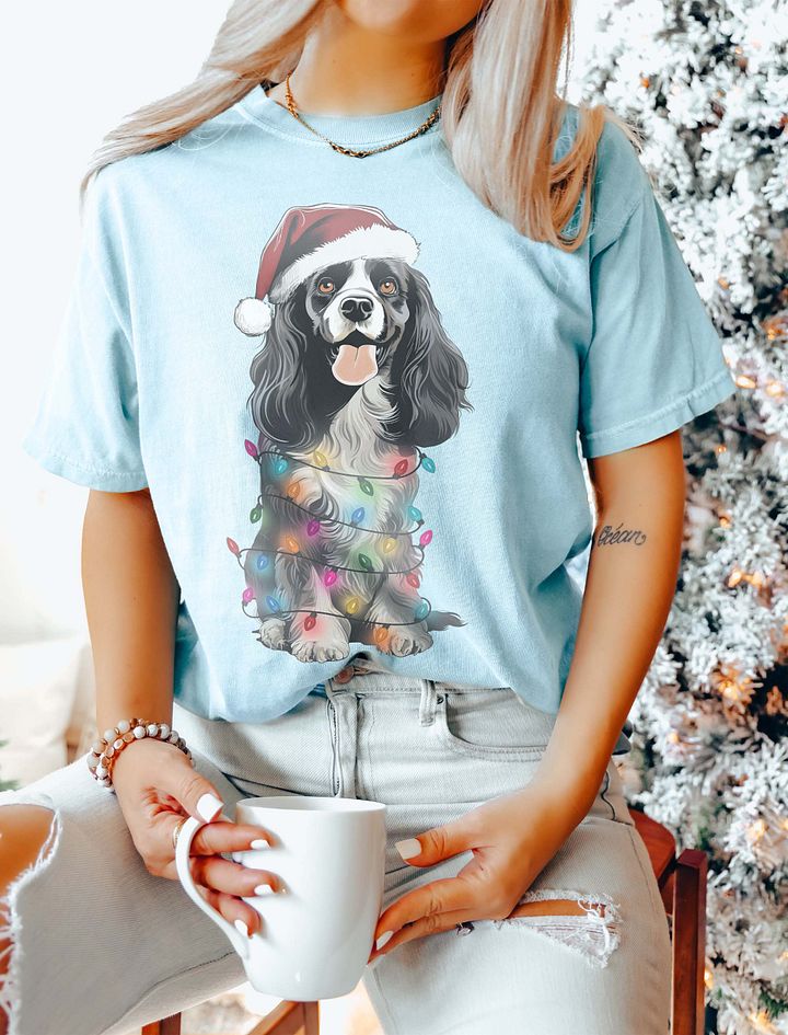 Funny Cocker Spaniel(Black & White) Christmas T-Shirt for Cocker Spaniel Paw-rents product image (11)