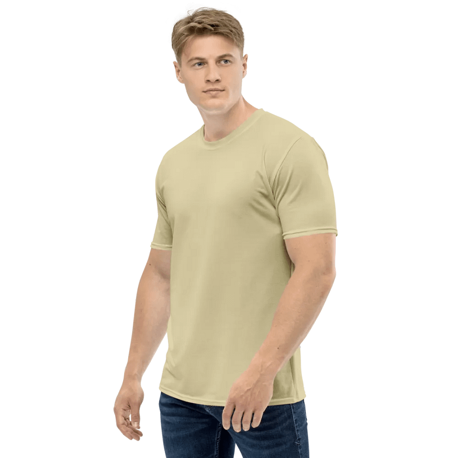 Plain Light Yellow Soft Summer Men's Crewneck Polyester Heavyweight Premium T-Shirt by Treasure Pie product image (5)