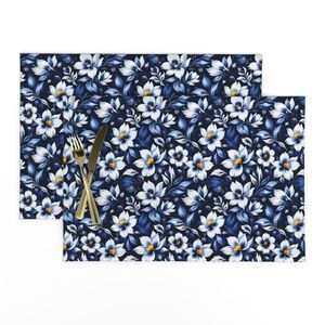 Seamless Pattern - Floral Pattern in Blue and White on Dark Blue Background product image (10)