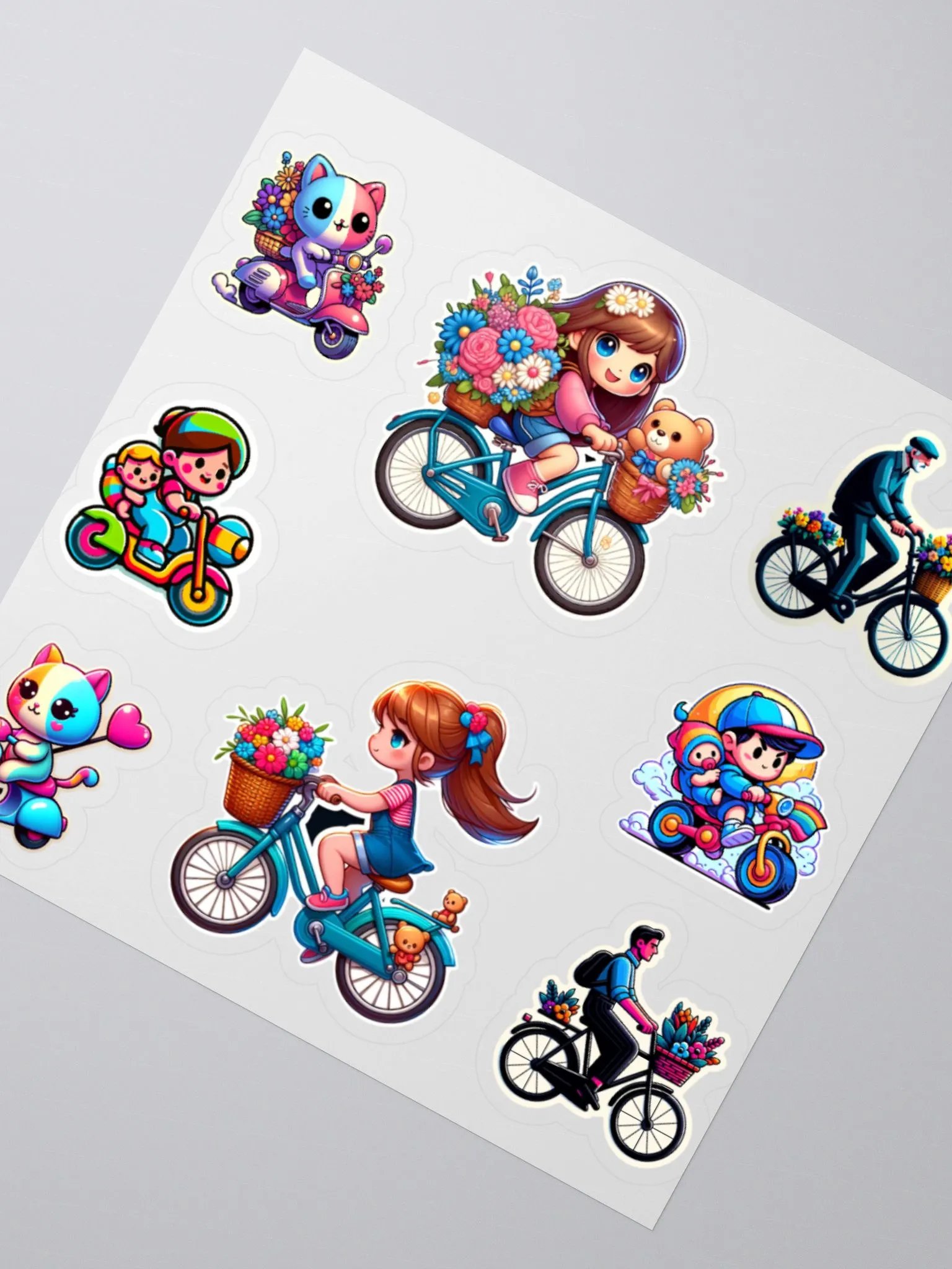 Colourful Cycling images-Kiss Cut Stickers product image (2)