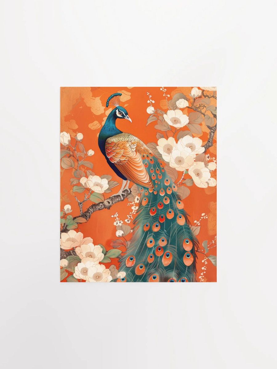 Art Nouveau Peacock on Orange Floral Art Print product image (27)