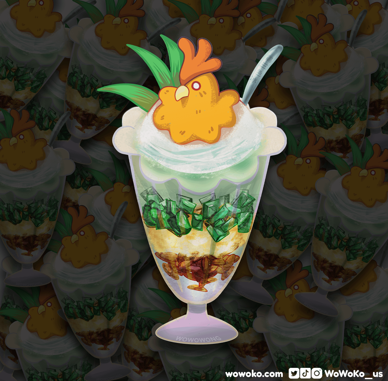 Zodiac Drink - Three Color Rooster Dessert - Sticker product image (3)