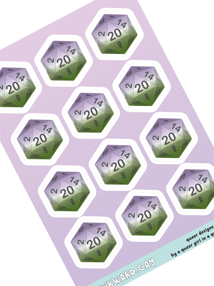 Gendequeer Pride D20 Sticker Sheet product image (1)