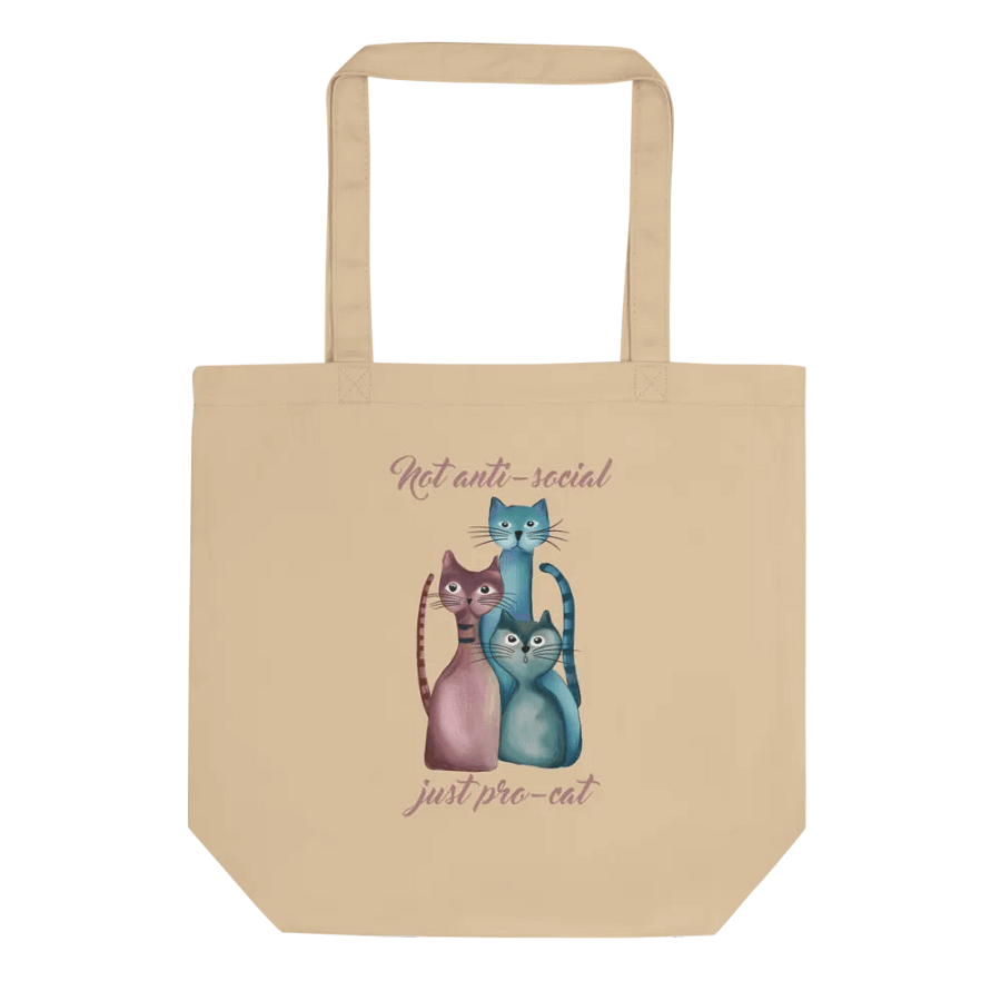 Handdrawn Cat Lover Abstract Colorful Eco-Friendly Canvas Tote Bag product image (2)