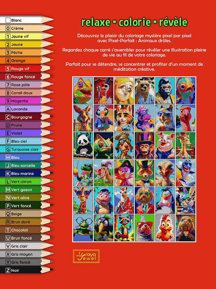 Pixel-Parfait : Animaux drôles - Coloriage pixel mystère numéroté | Livre à imprimer product image (2)