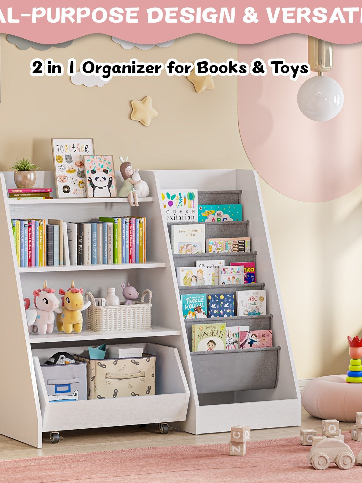 4-Tier Kids Bookshelf and Toy Storage, Book Shelf for Kids Rooms, Wooden bookcase for Toddler Children Baby in Nursery Playroom Living Room - Idea Gifts for Boys and Girls (White) product image (6)