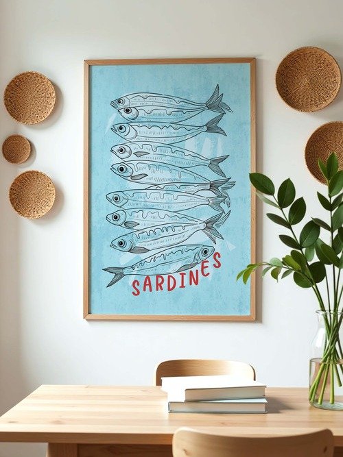 Sardine Wall Art Sardines Tin Fish Poster Colorful Kitchen Print product image (3)