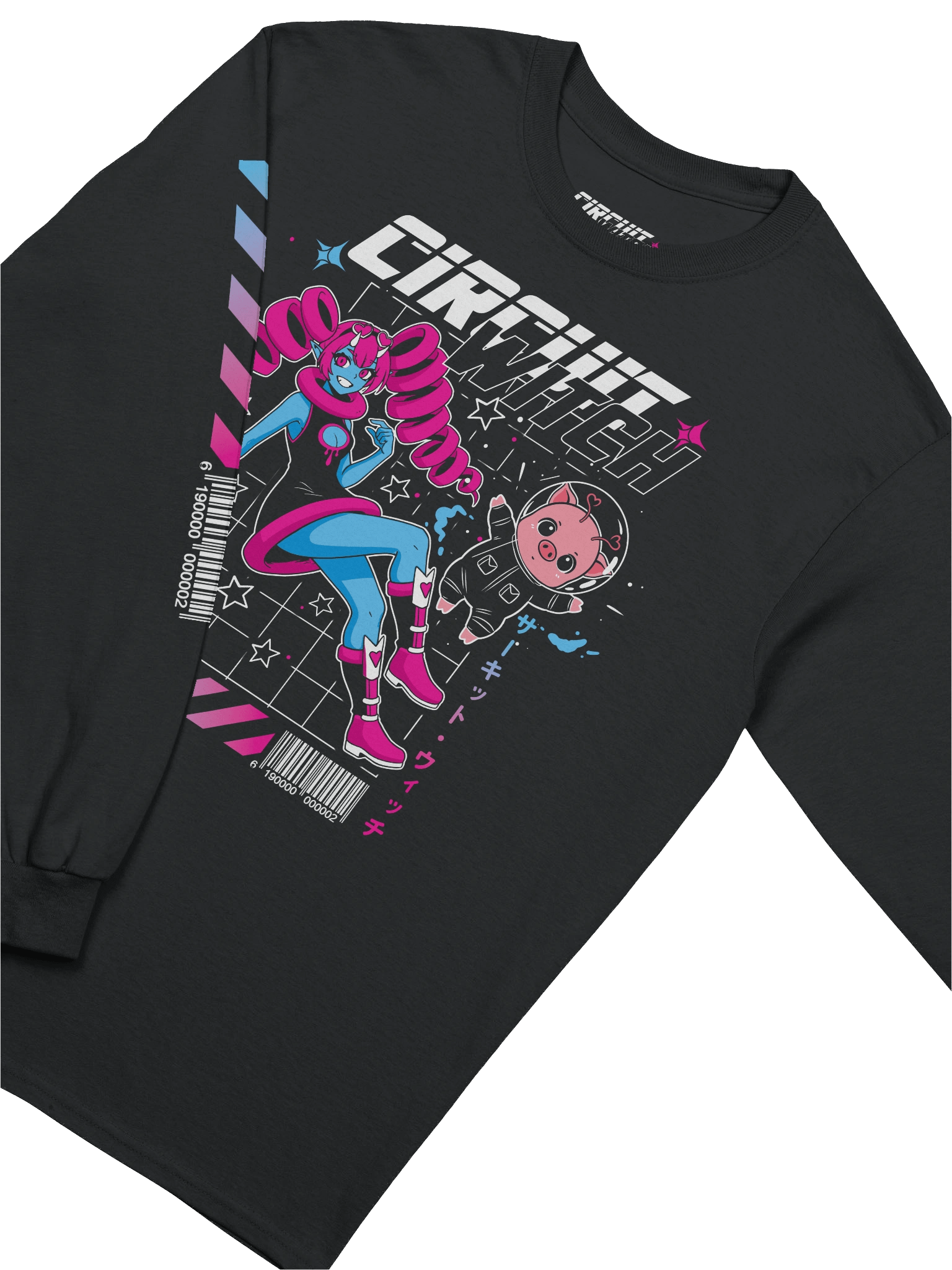 Circuit Witch & PuuPuu The Space Pig Cyberpunk Style - Long Sleeve Shirt (S-5XL) product image (3)
