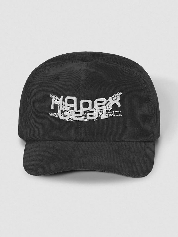 Corduroy Dad Hat - Embroidered - White HApex Gear Black Logo product image (1)
