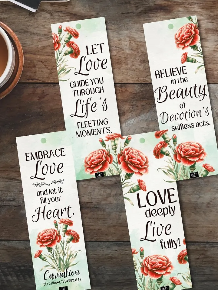 FREE Carnation Bookmark Printable, Inspirational Sayings With January's Birth Month Flower product image (1)