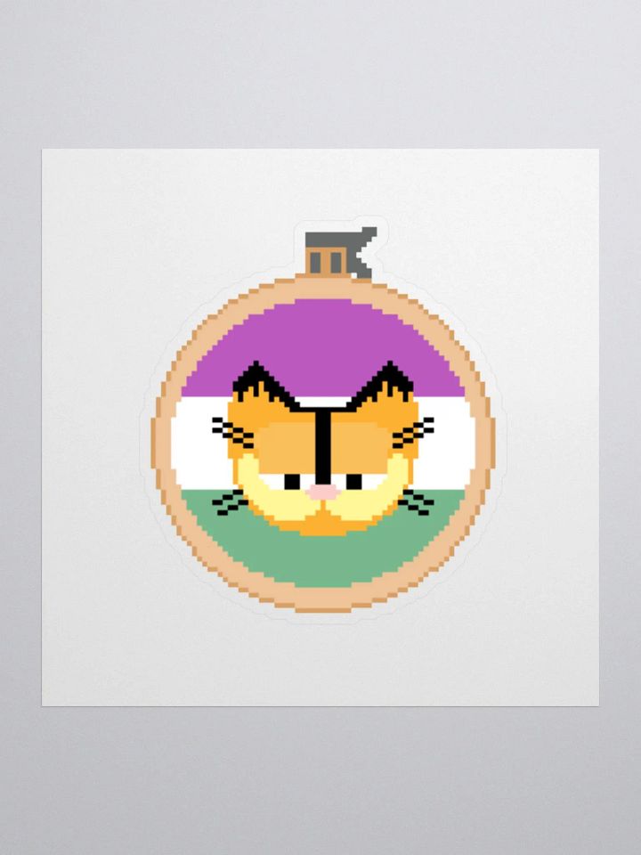 Garfield cross stitch sticker (gender queer) product image (1)