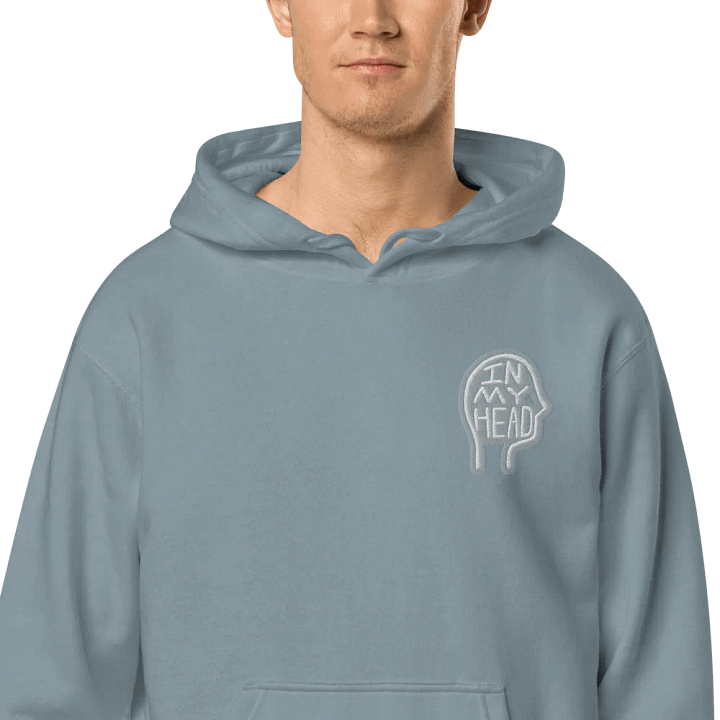 In My Head (L.C. grey bubble design 2) embroidered pigment hoodie product image (1)