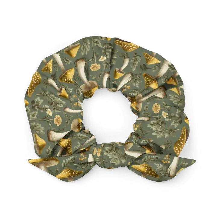 Hair Scrunchie - Golden Mushrooms on Light Green product image (2)